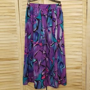 80s Vintage High Wasted Bold Print Midi Skirt